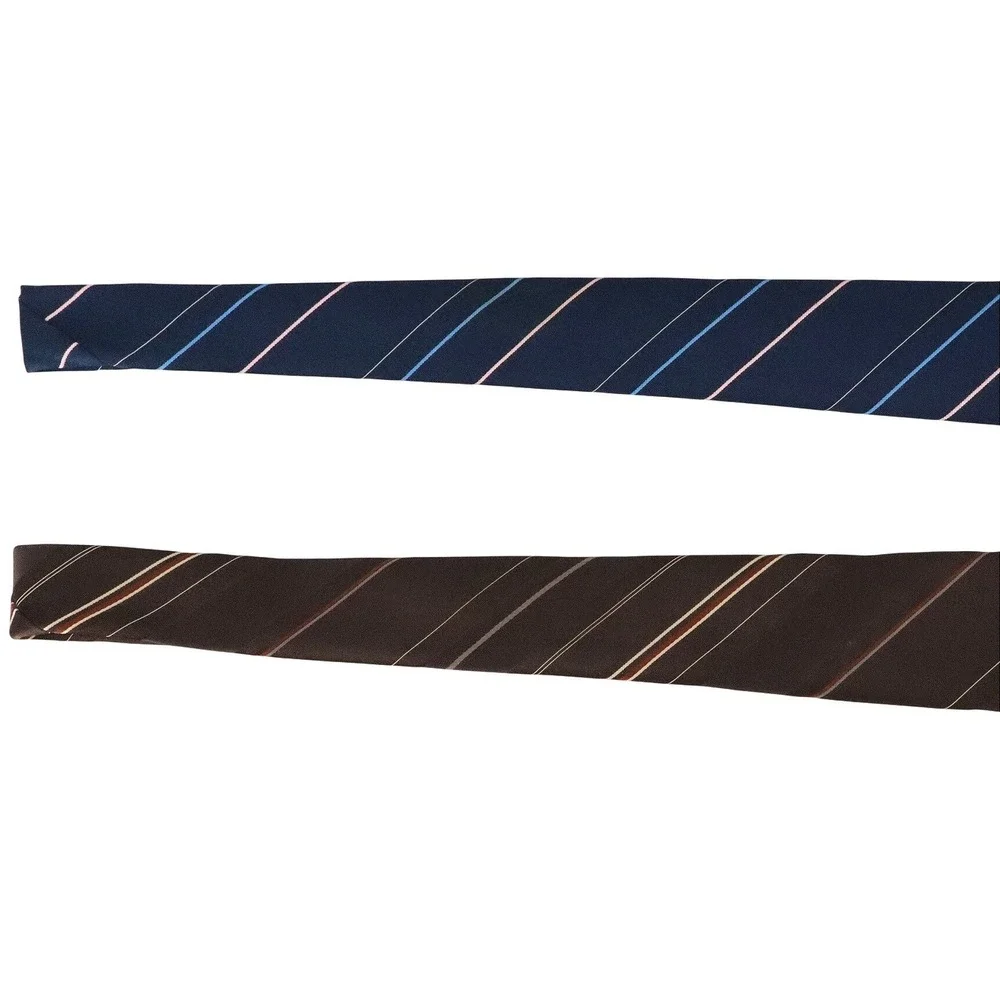 Vintage Oscar de la Renta Silk Neck Ties Navy Brown Stripe Classic 57